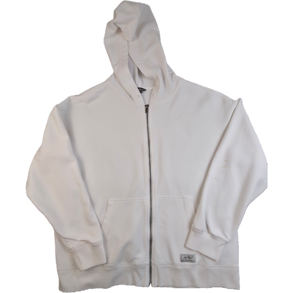 Eddie Bauer Full Zip Hoodie Womens XL White Fleece Sweatshirt